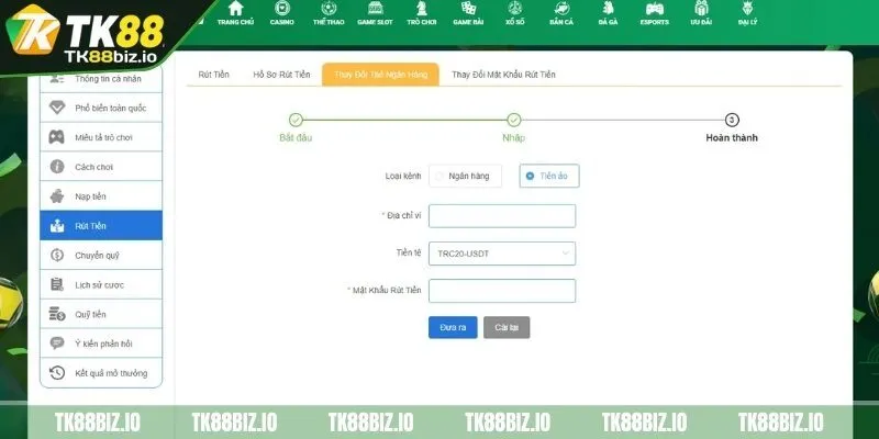 rút tiền qua chuyển khoản ngân hàng